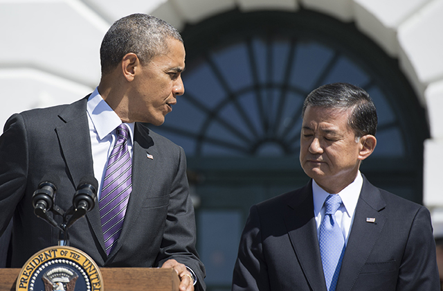 President Barack Obama and Veterans Affairs Secretary Eric Shinseki. (Photo: KEVIN DIETSCH/UPI/Newscom)